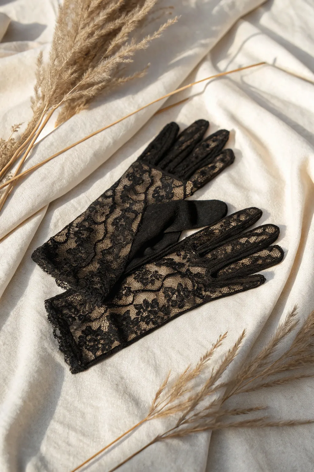 Embrace elegance with these exquisite dark lace gloves, perfect for your DIY dark fairy costume.