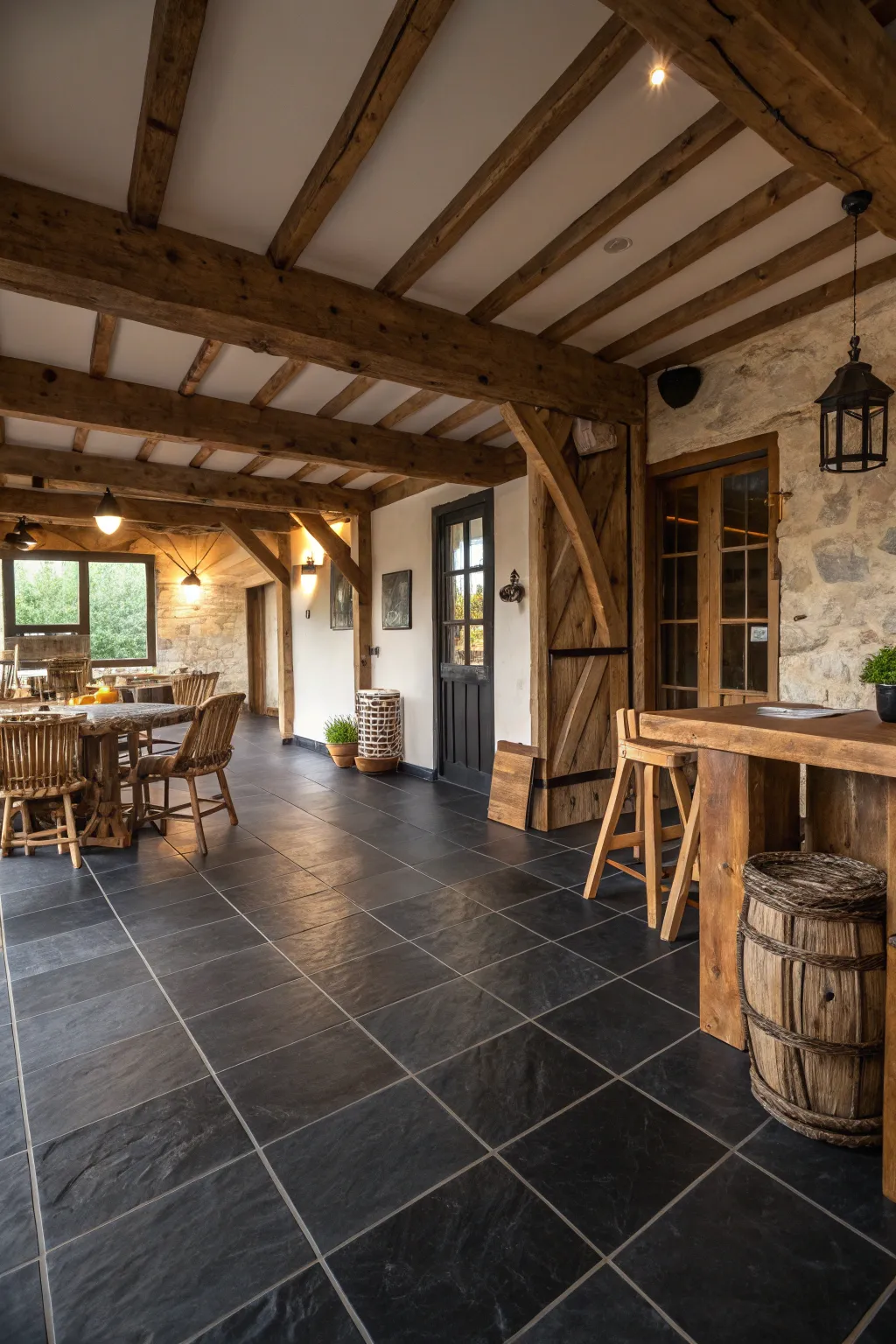 A blend of rustic charm and modern sleekness.