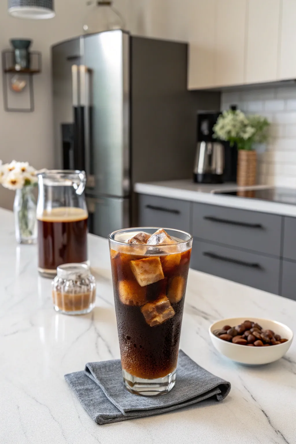 Keep your iced coffee strong with coffee ice cubes.