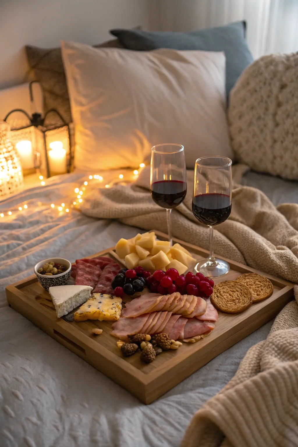 A shared meal platter enhances togetherness and romance.