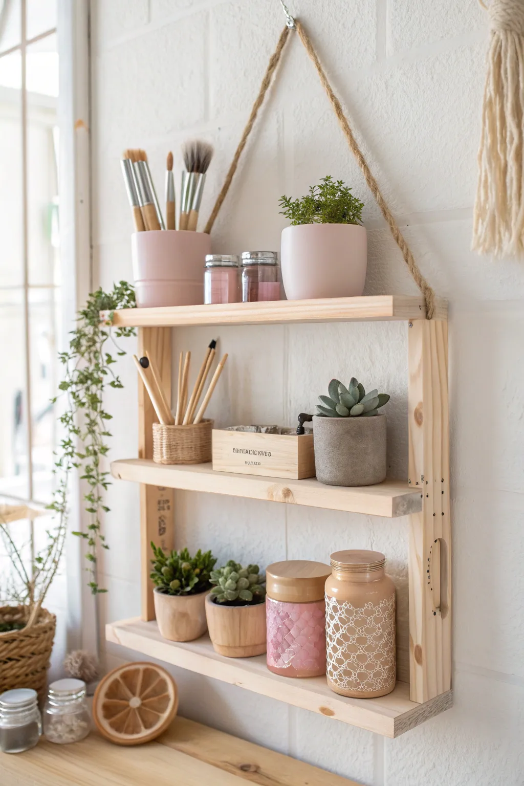 Transform your creative space with minimalist wall-mounted shelves that blend functionality and elegance.