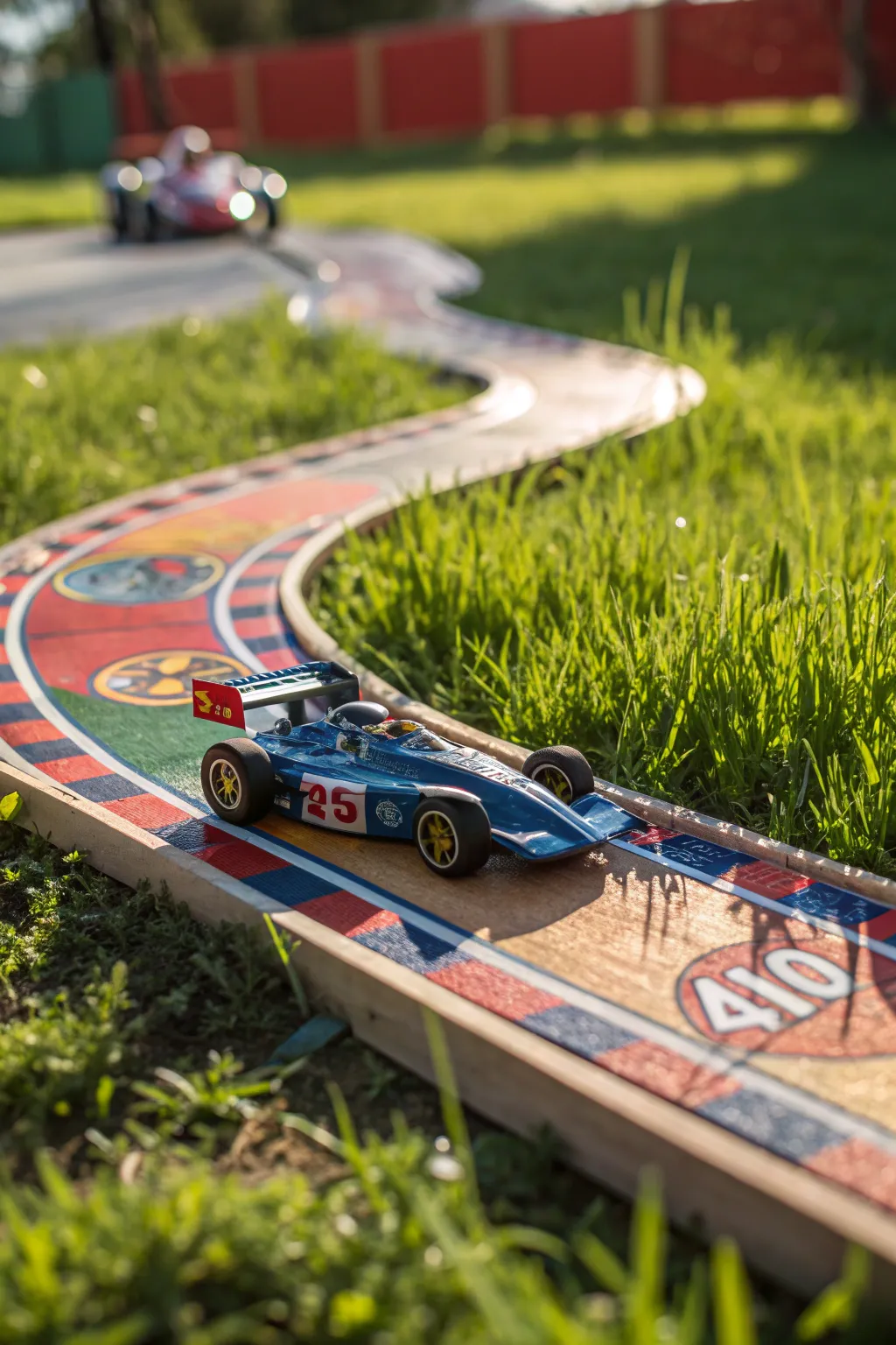 Elevate your backyard race track with handcrafted charm and vibrant colors.