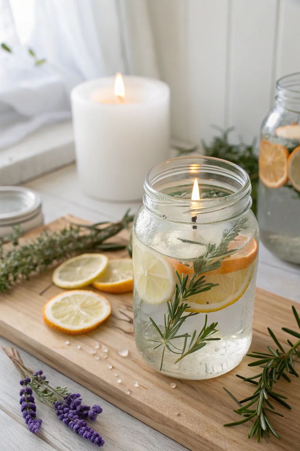 Crafting serenity with floating candle magic: simplicity meets natural elegance.