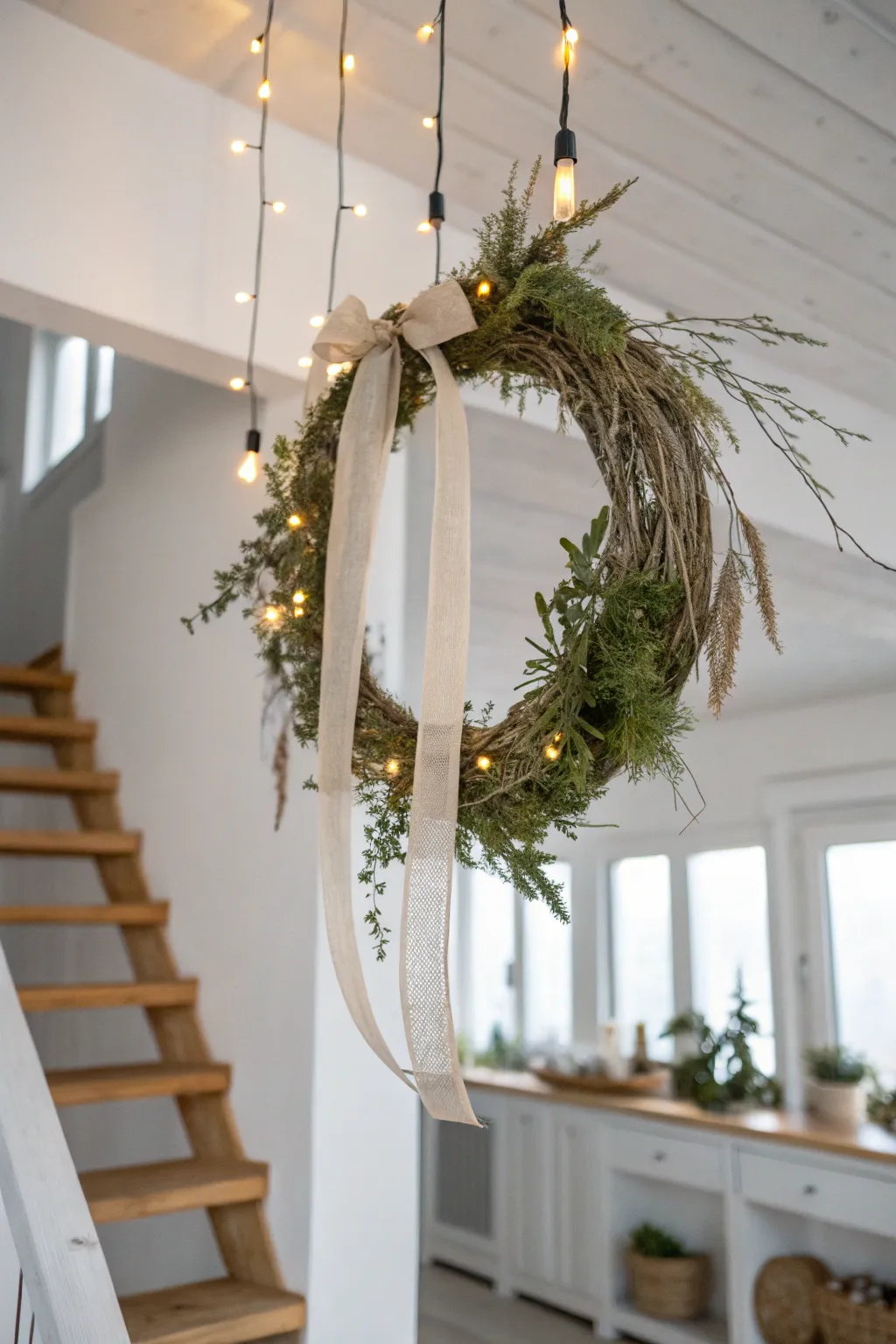 Elevate your holiday decor with enchanting floating wreaths—where minimalist elegance meets festive charm.