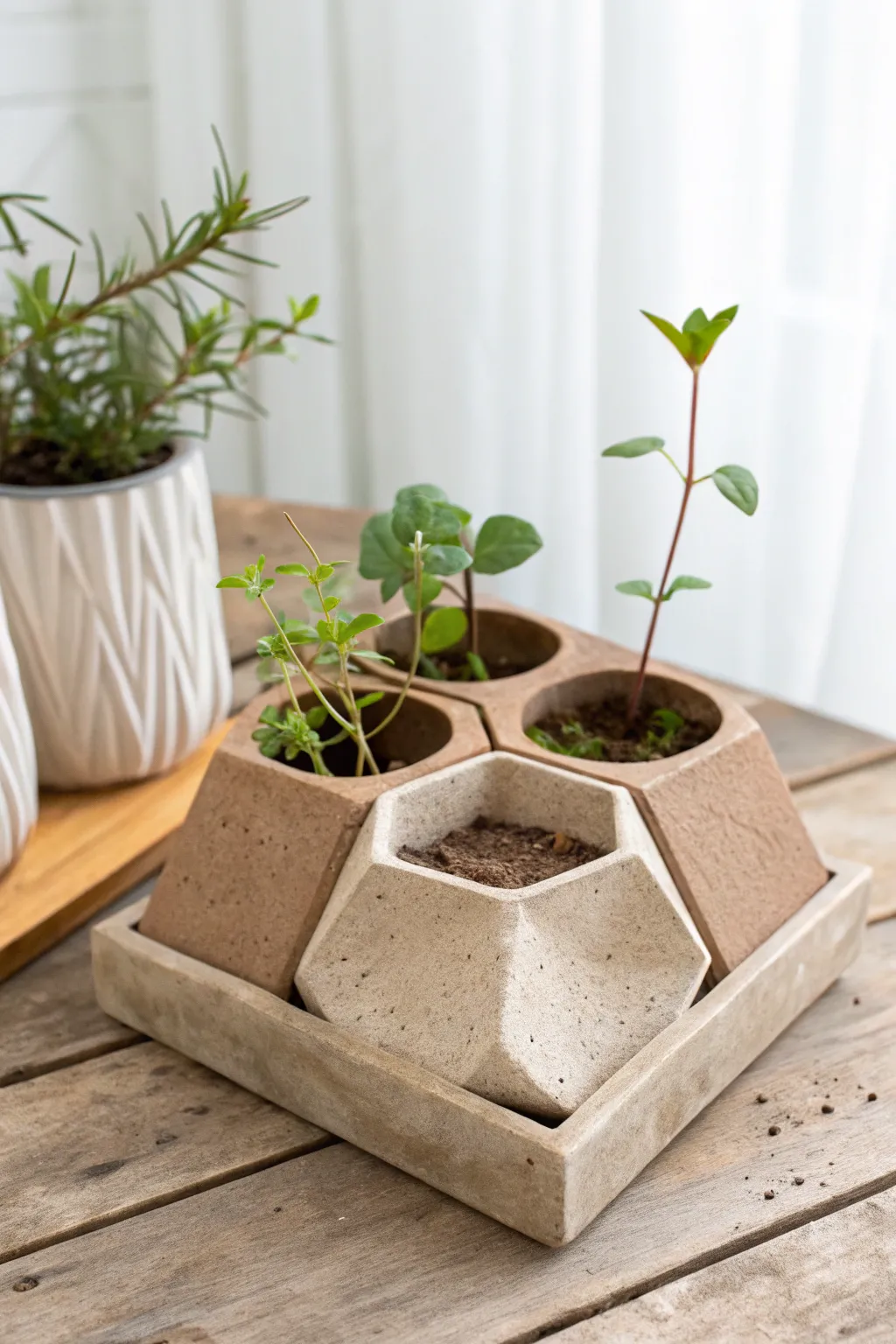 Elevate your plant propagation game with geometric clay designs that blend simplicity with artistic flair. #MinimalistBoho #ClayCraft