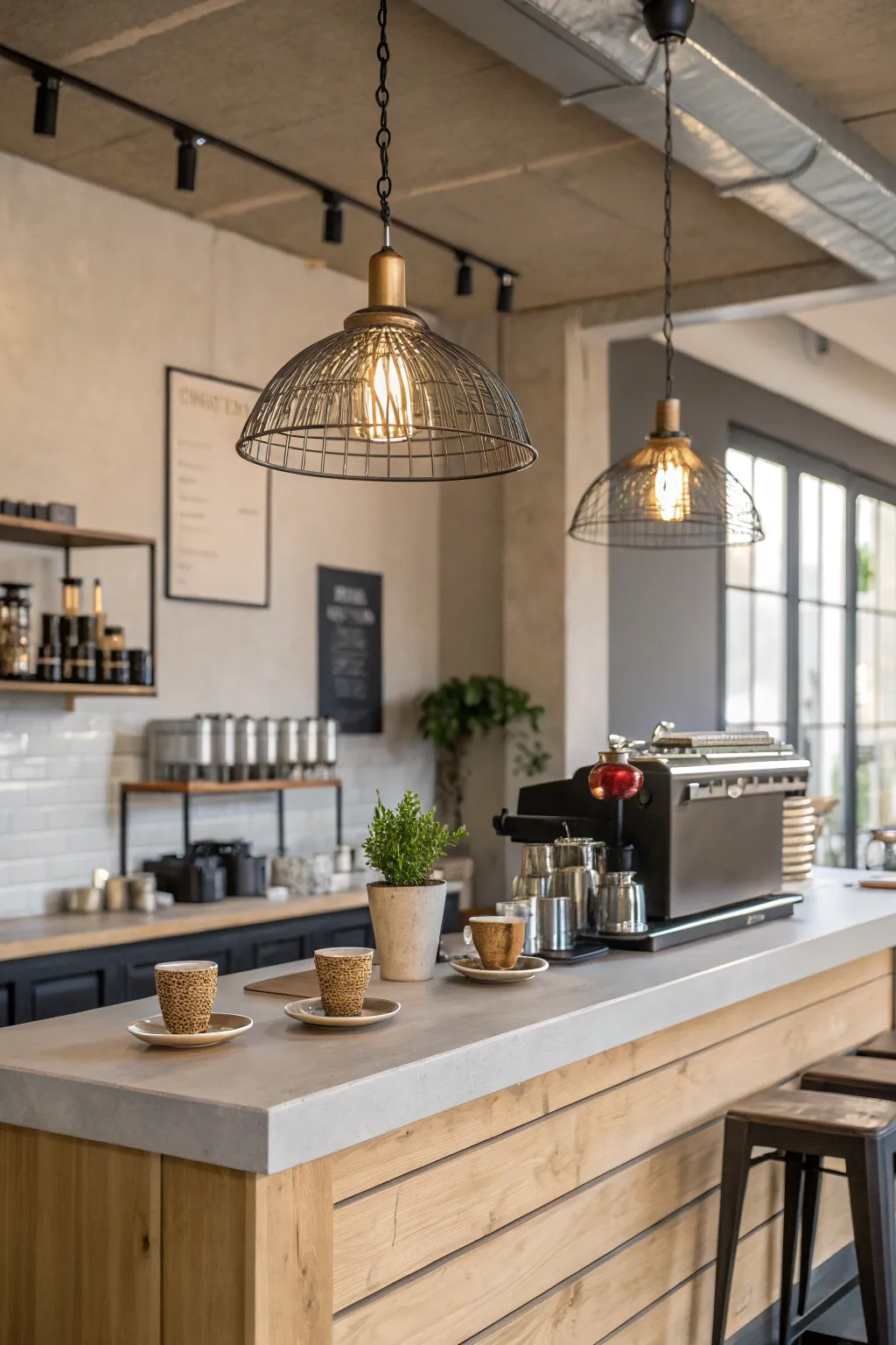 Elevate your coffee bar with industrial elegance and minimalist charm. ☕✨ #ScandinavianStyle #IndustrialLighting