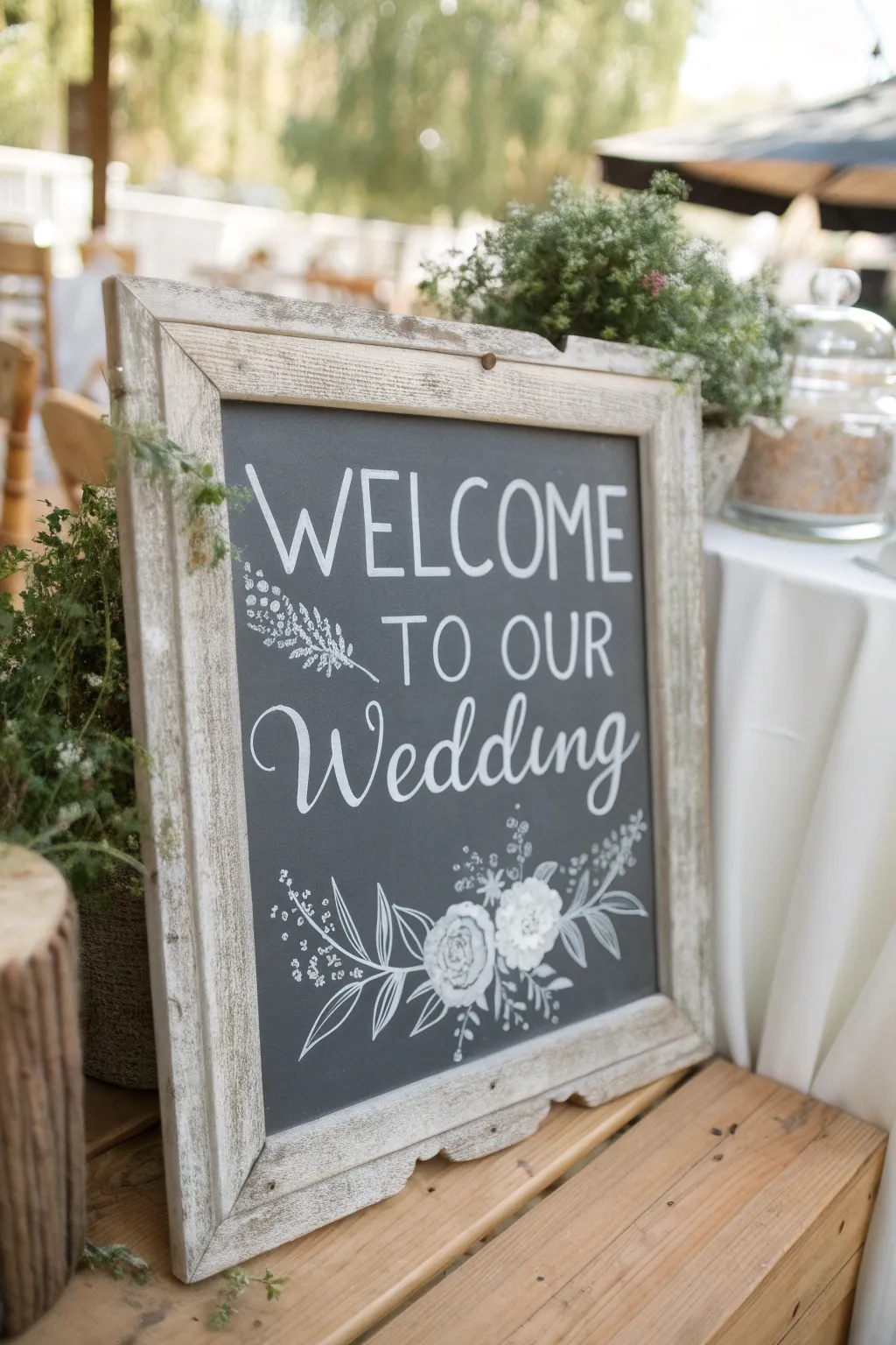 Add a personal touch to your country wedding with charming DIY chalkboard signs.