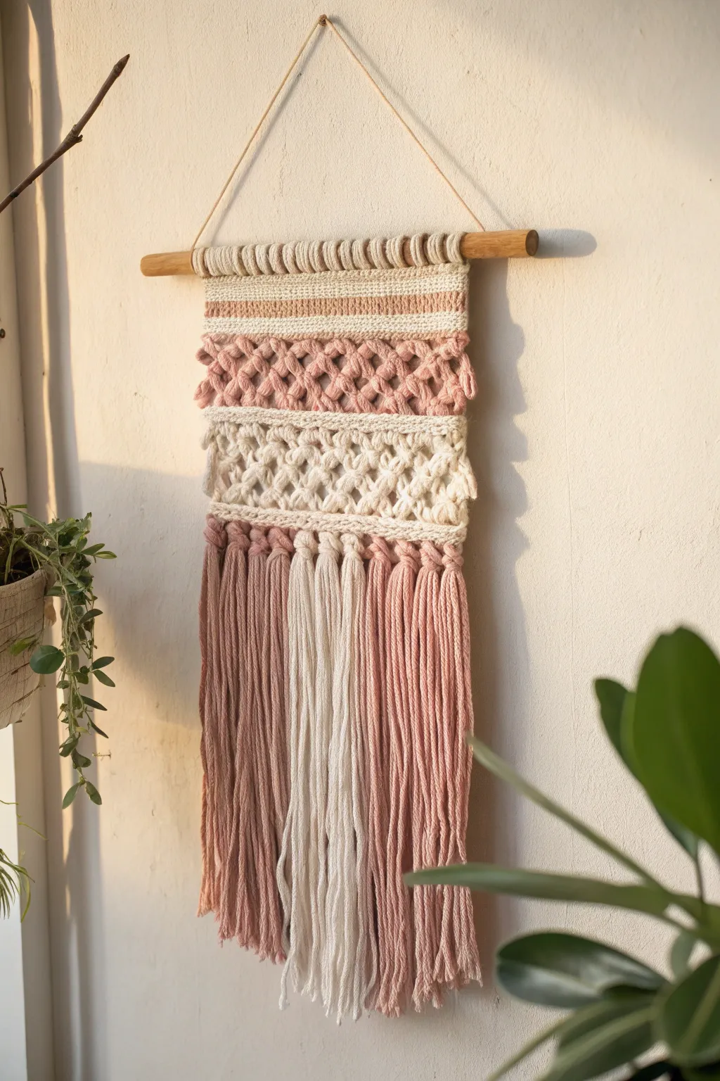 Elevate your space with DIY woven wall art – where simplicity meets bohemian elegance.