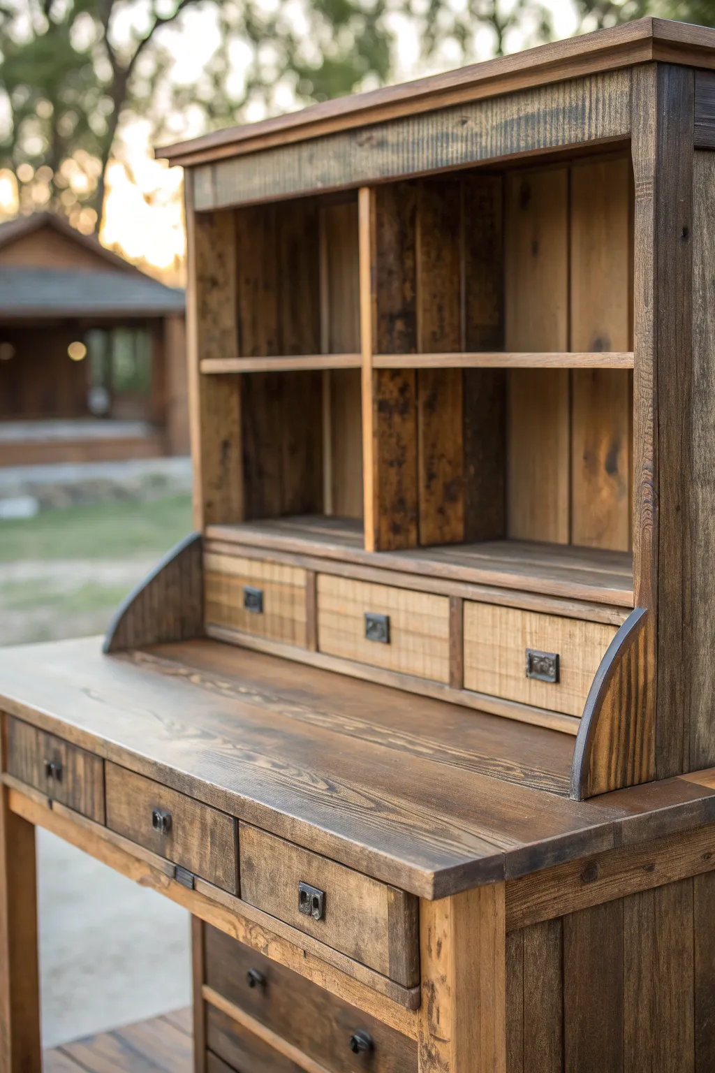 Elevate your workspace with a touch of history and craftsmanship—discover the timeless allure of a reclaimed wood desk hutch.