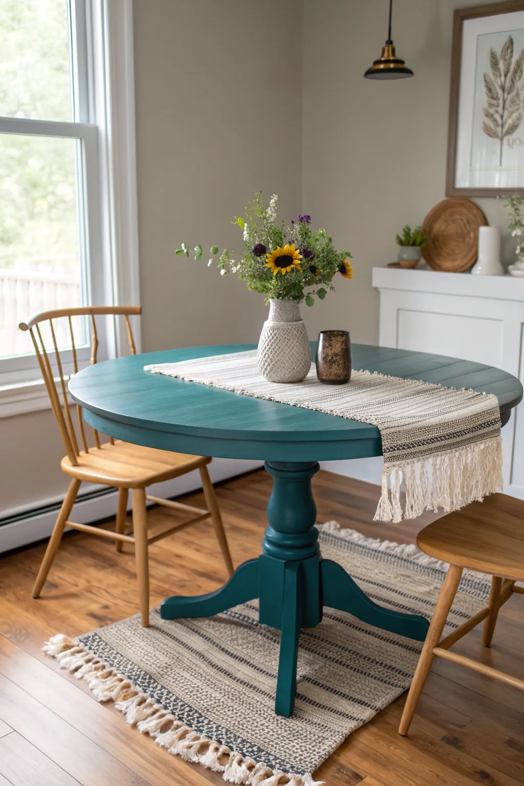 Transform your dining space with a bold splash of color and minimalist elegance.