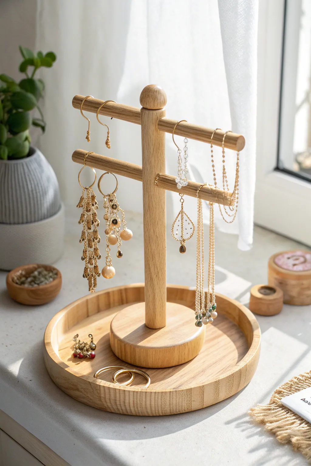 Elevate your craft show display with a charming tabletop spinning rack that marries Scandinavian simplicity with Boho elegance.