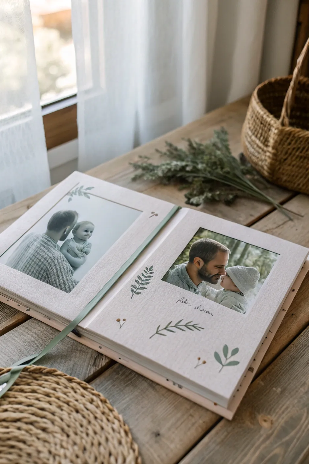 Capture the heart with a handmade storybook of cherished father-baby moments.
