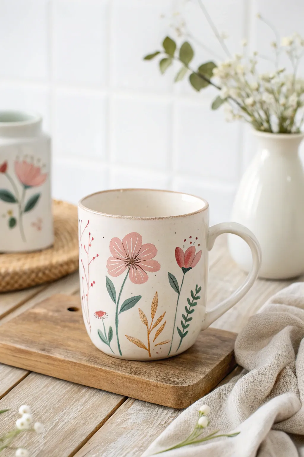 Sip in style with a hand-painted tea mug, where simplicity meets artistry.