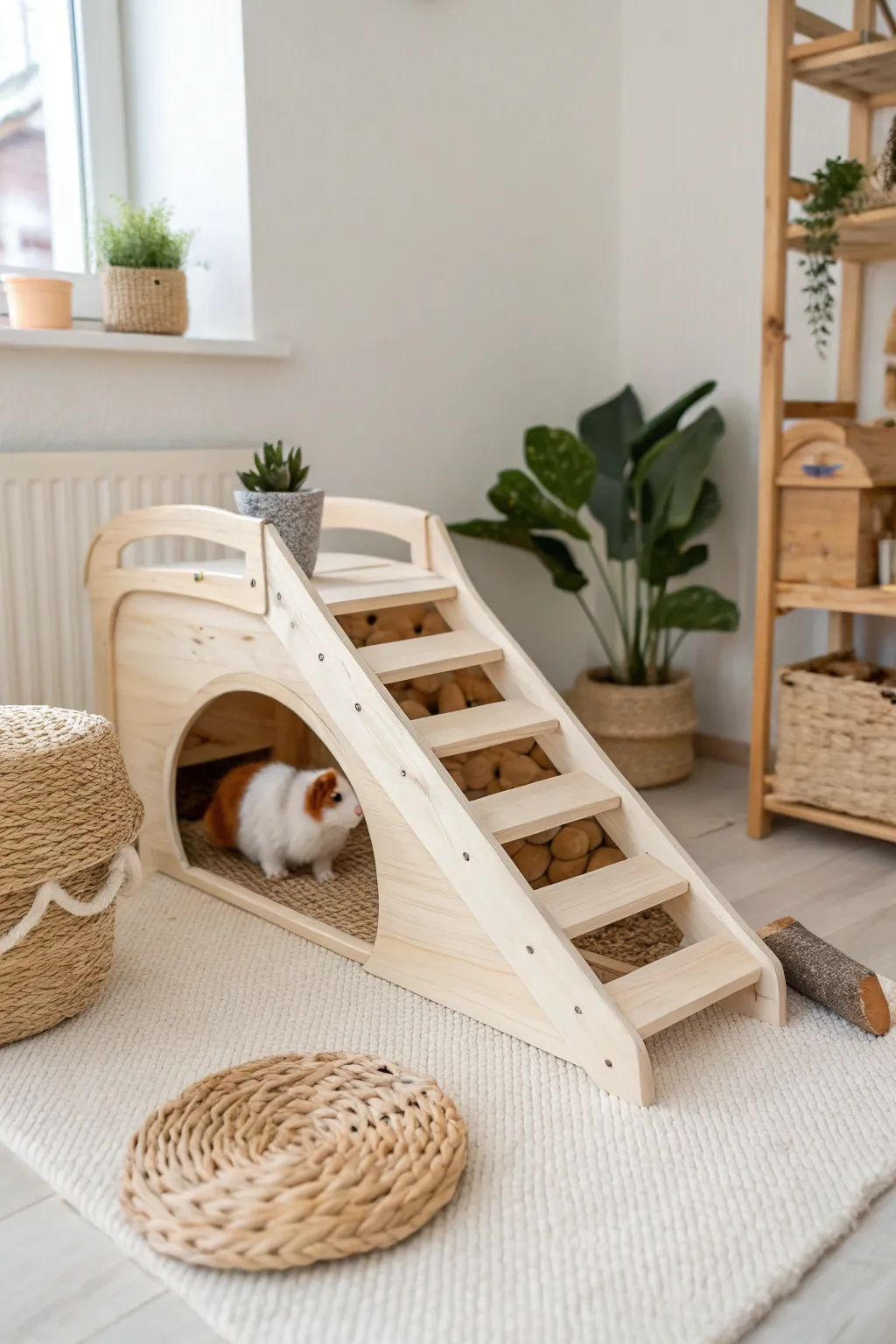 Elevate your guinea pig's playtime with a beautifully crafted climbing ramp!