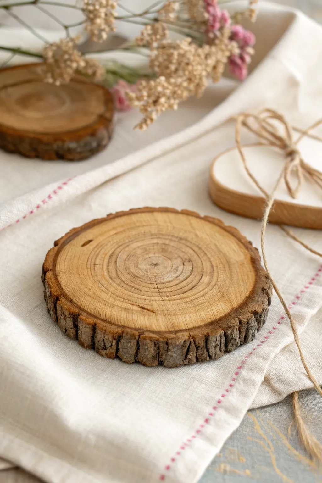 Elevate your gift-giving with the timeless charm of handcrafted rustic wooden coasters.