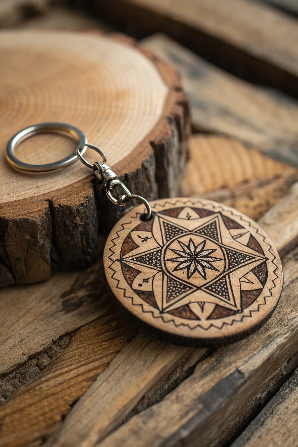 Showcase your style with a handcrafted wood-burned keychain, where craftsmanship meets creativity.