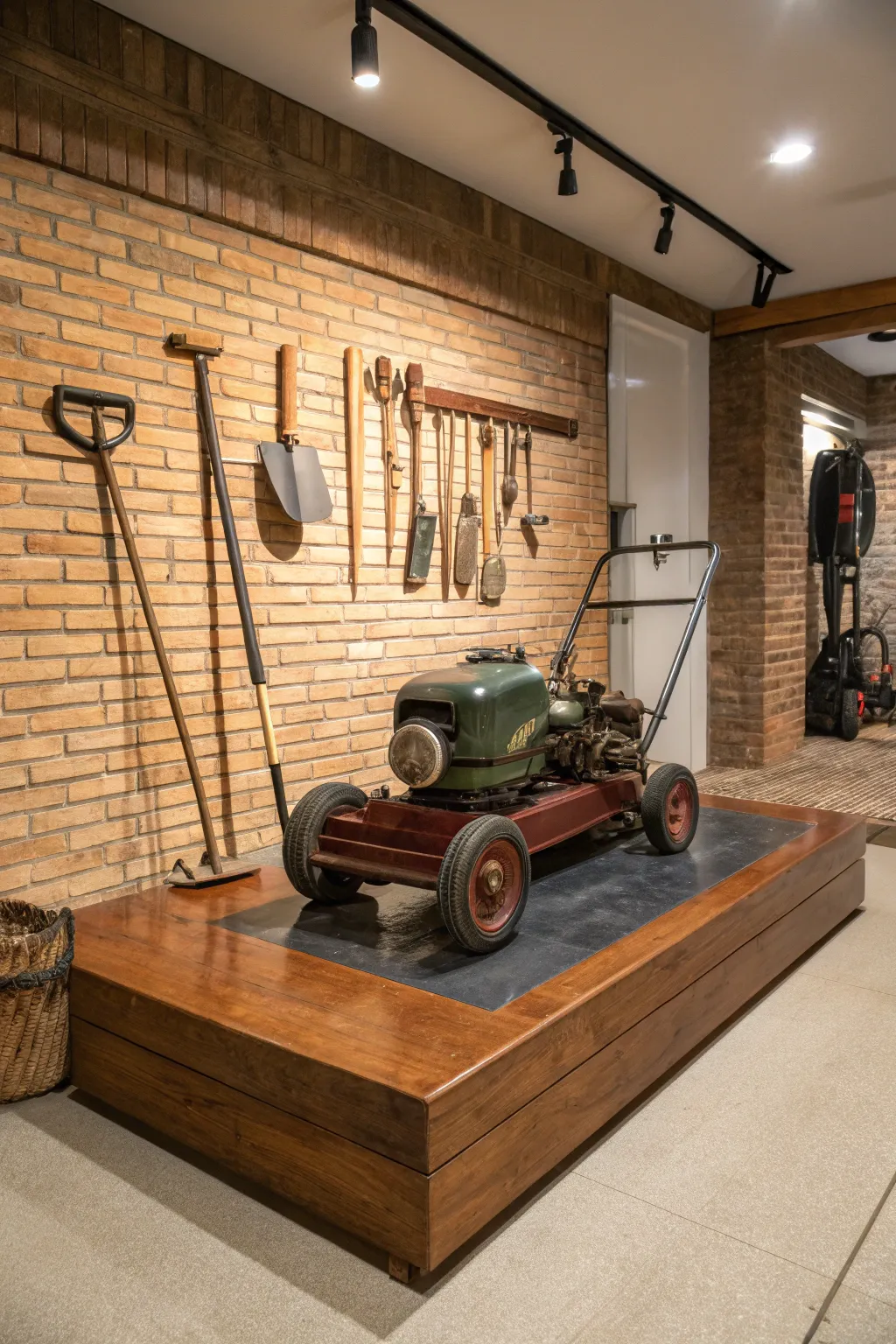 Basement Retreat: Give your mower the winter home it deserves with this stylish setup.