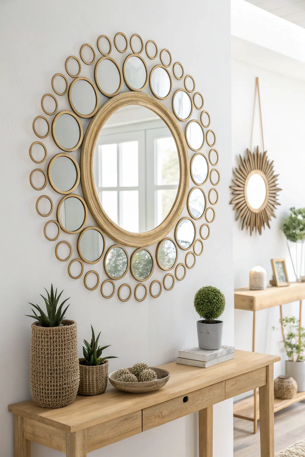 Discover the art of reflection with this stunning mirror collage – a perfect blend of minimalism and boho elegance.