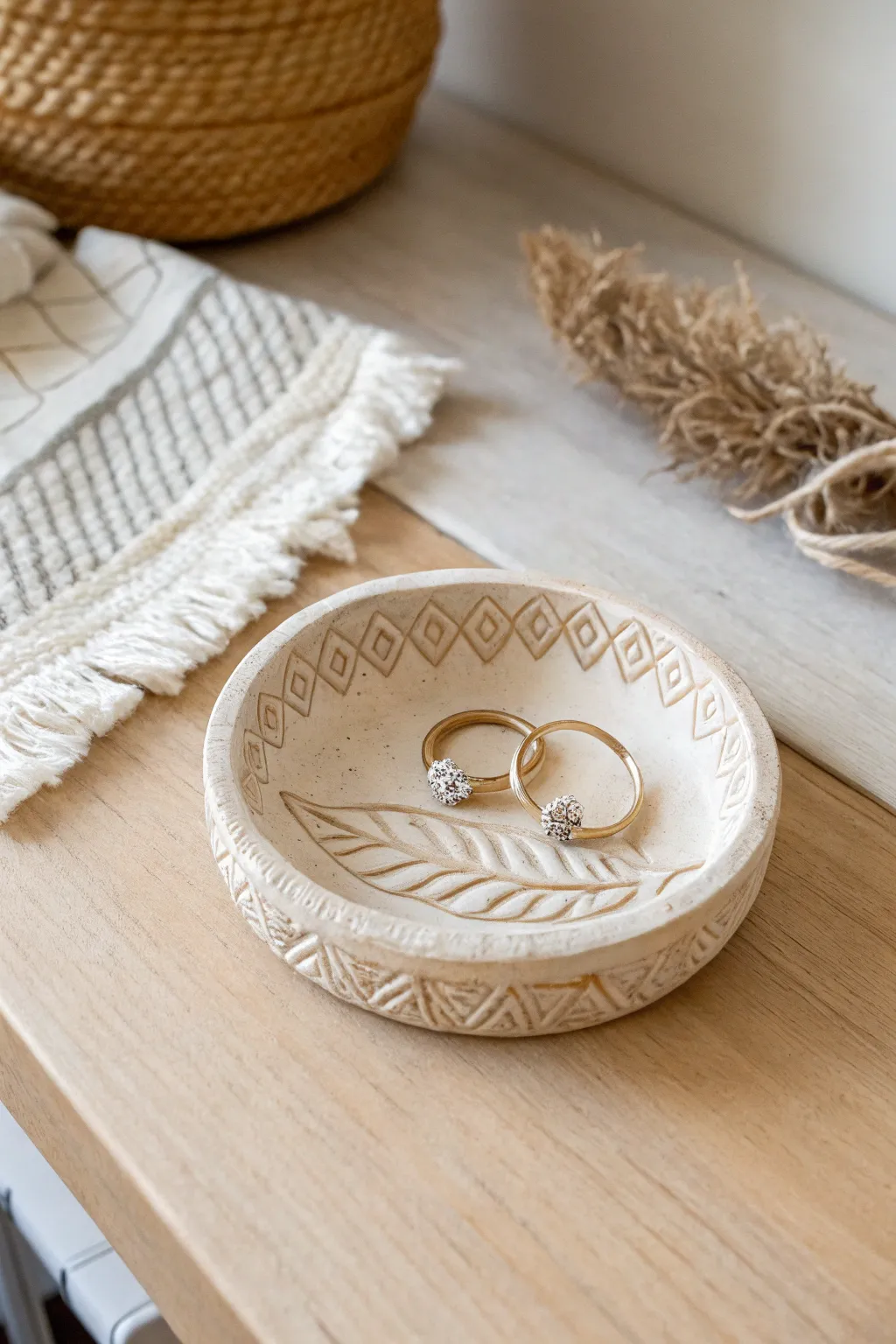 Handcrafted elegance: A DIY jewelry dish that blends simplicity with boho charm.