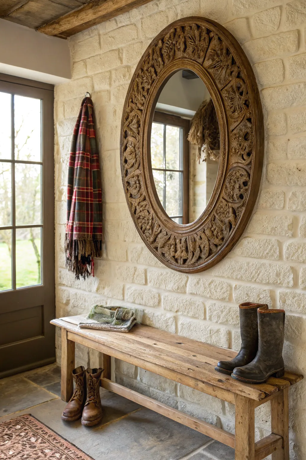 Reflect style and space with a handcrafted mudroom mirror.