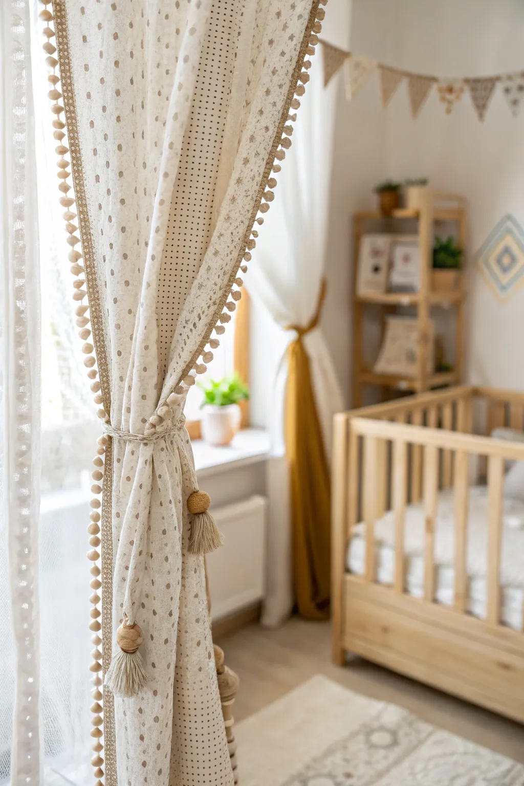 Add a touch of warmth and style with handmade curtains for your nursery.