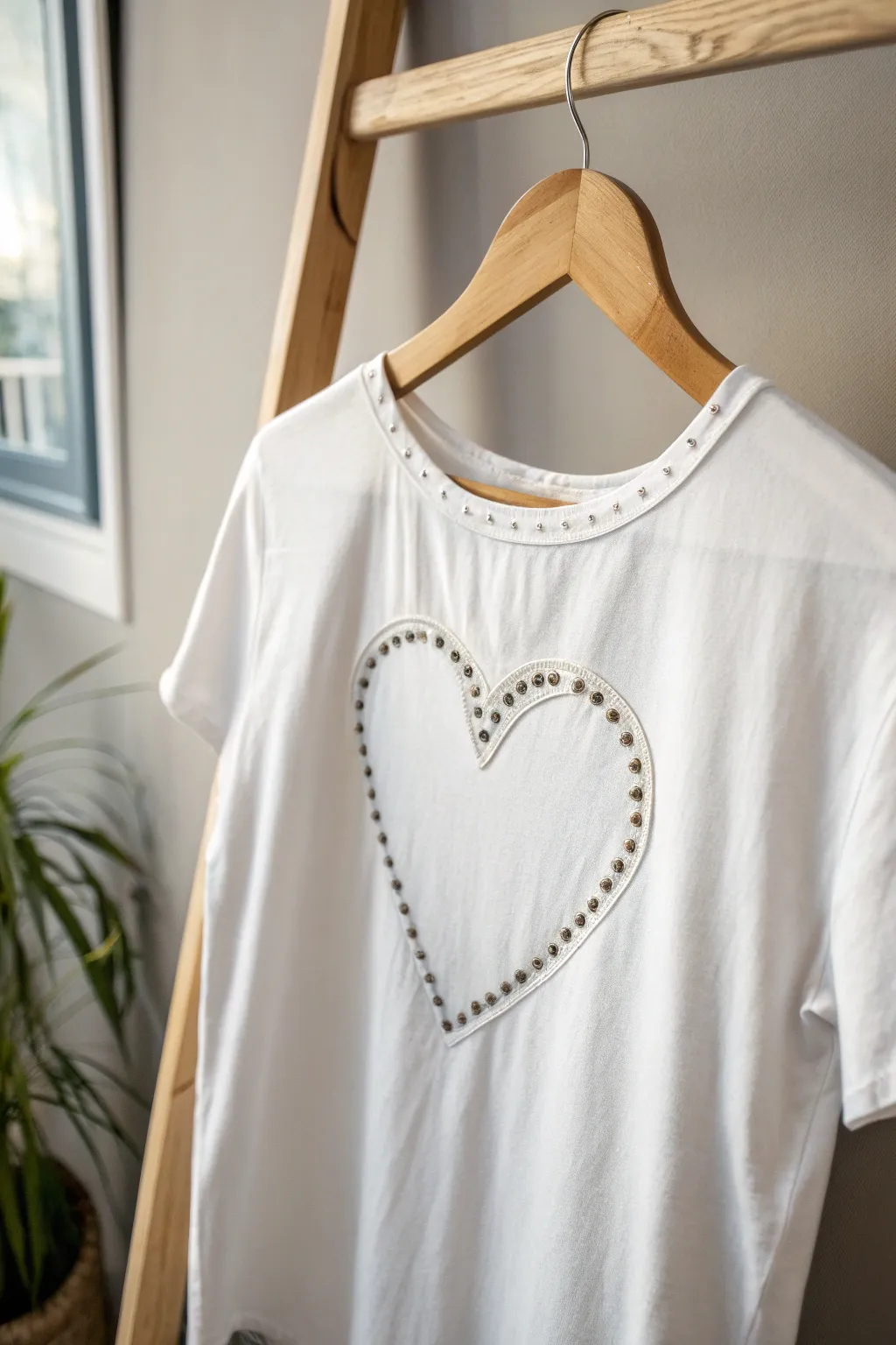 Embrace your rebellious side with this charming heart cut-out T-shirt design. Perfect for those who love a blend of sweet and edgy style!