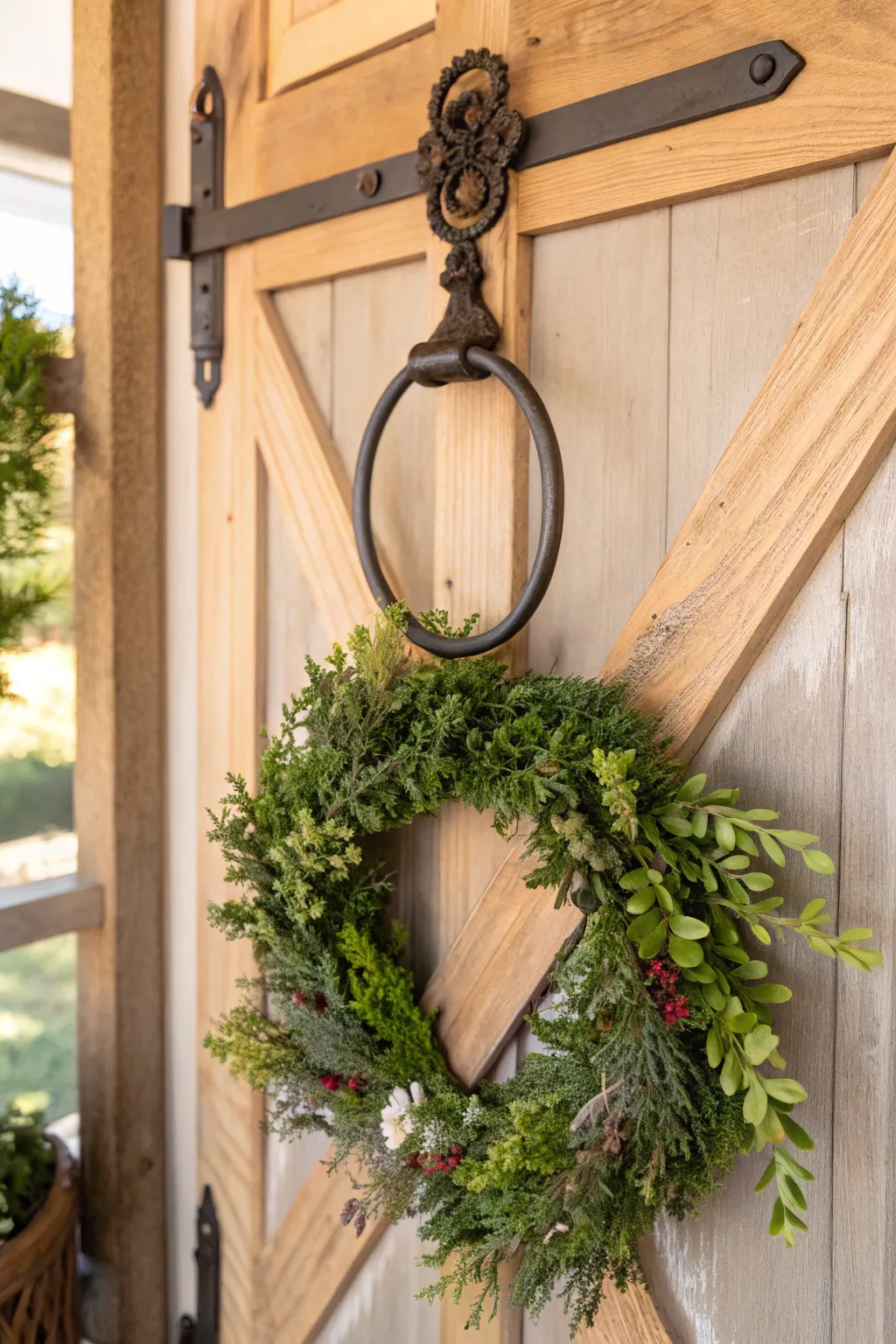 Elevate your screen door with a touch of seasonal charm through a beautifully crafted wreath hanger.