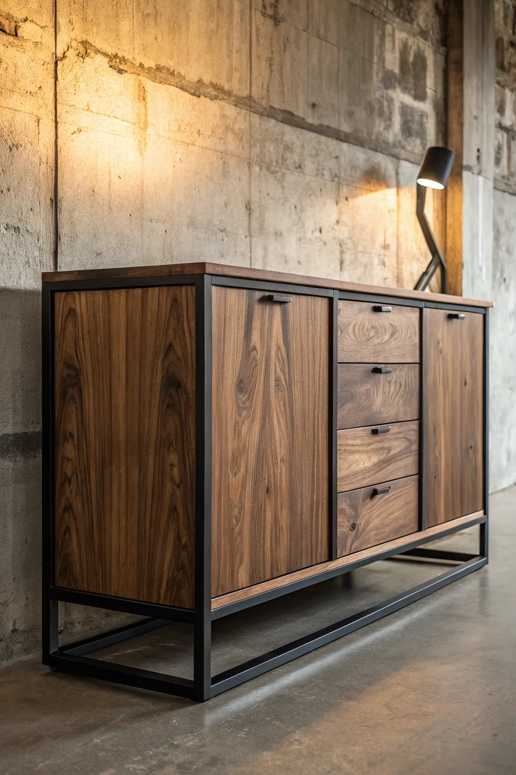 Elevate your space with this stunning mixed material sideboard—where craftsmanship meets industrial elegance.
