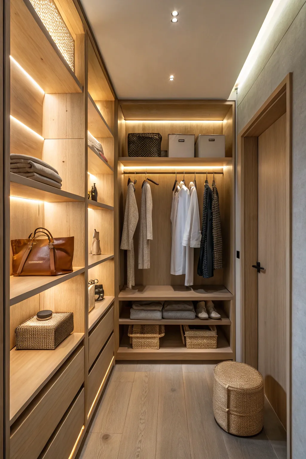 Illuminate your closet with the magic of LED lighting for a touch of minimalist elegance. ✨