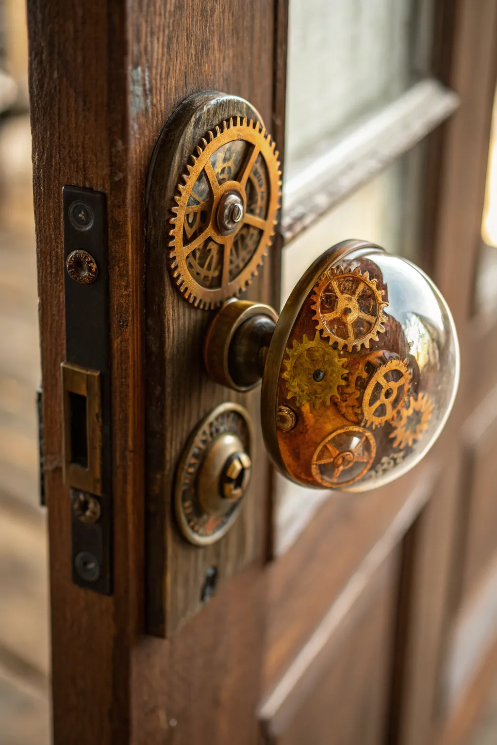 Elevate your decor with a custom steampunk resin doorknob—where industrial meets elegance.