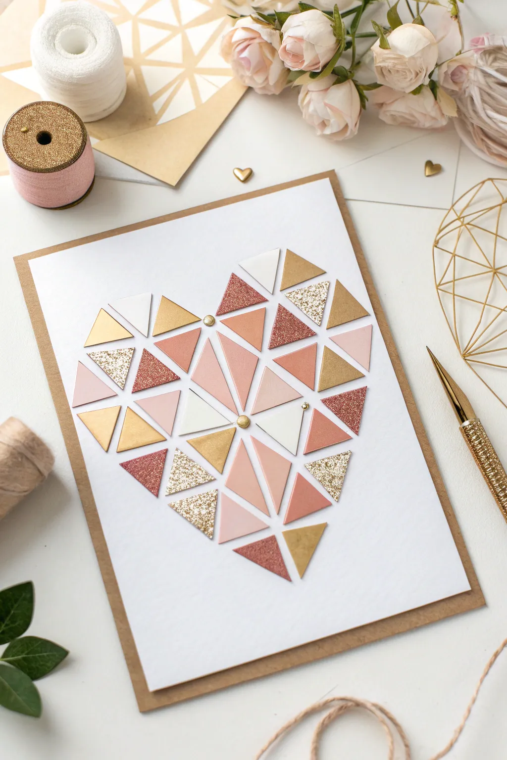 Craft your heart out: A minimalist geometric heart card that speaks volumes in simplicity.