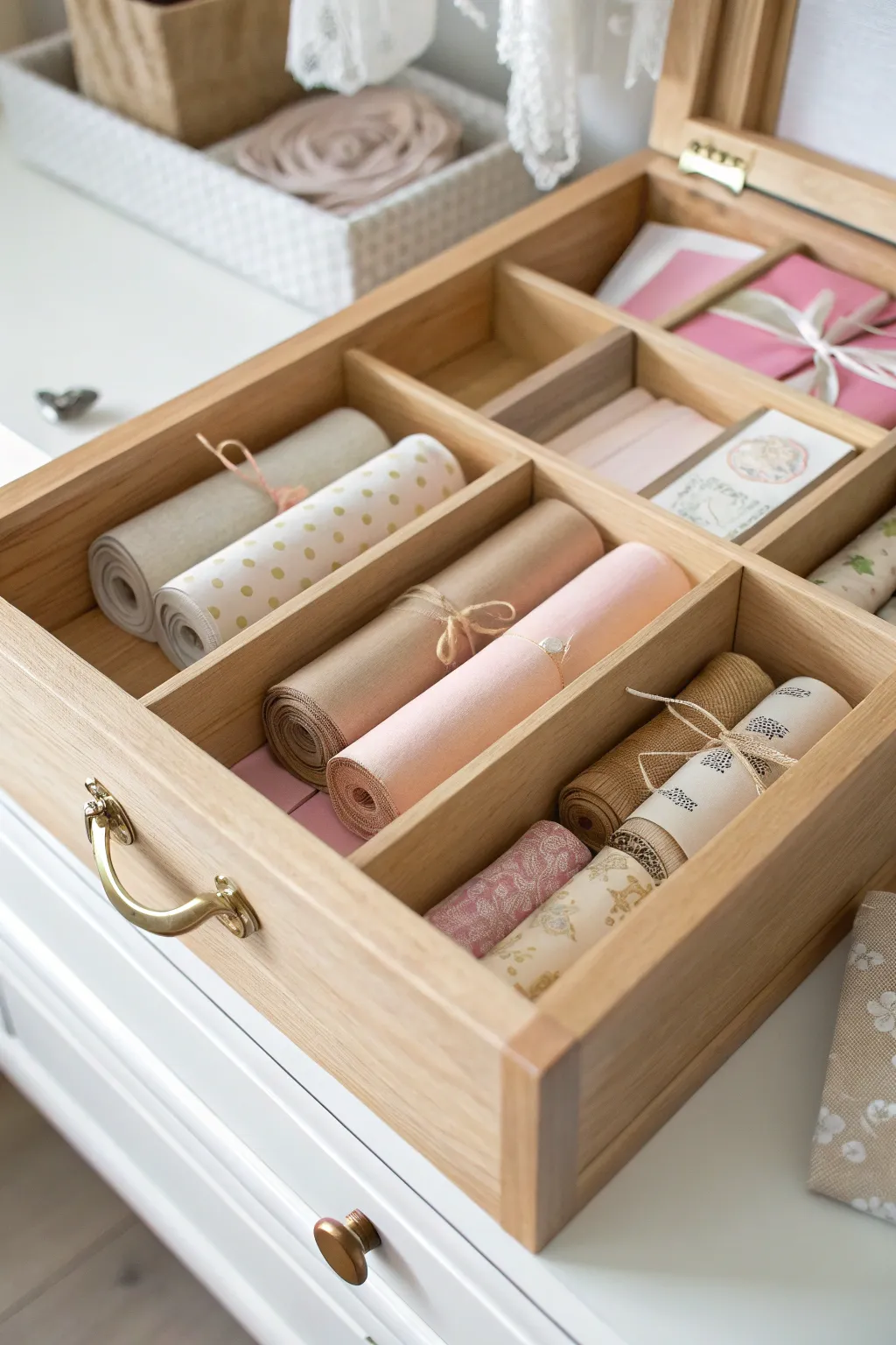 Elevate your DIY storage with Scandinavian elegance: keep your wrapping essentials organized with these beautifully crafted drawer dividers.