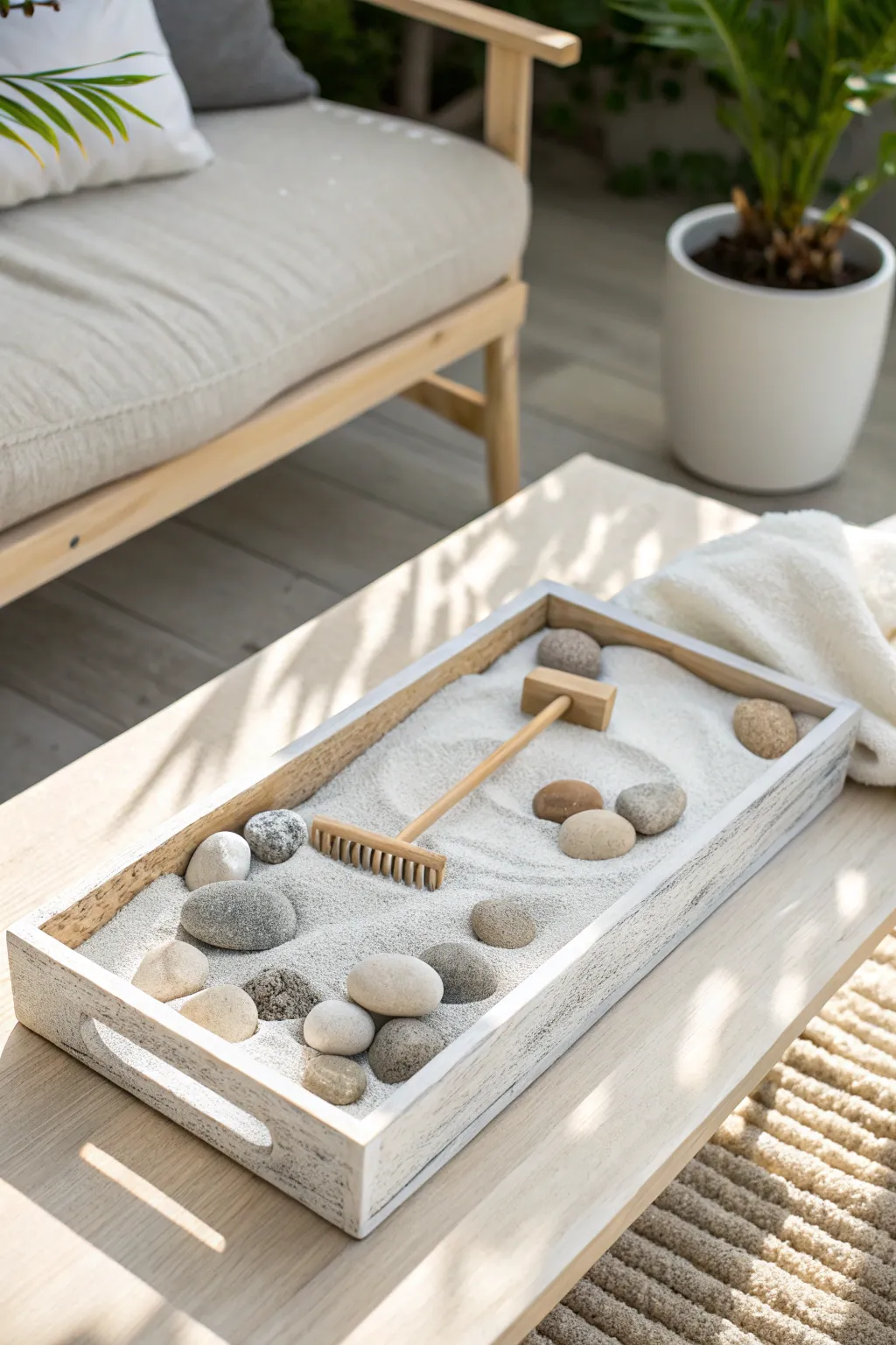 Find your moment of calm with this elegant tabletop zen garden. 🌿✨