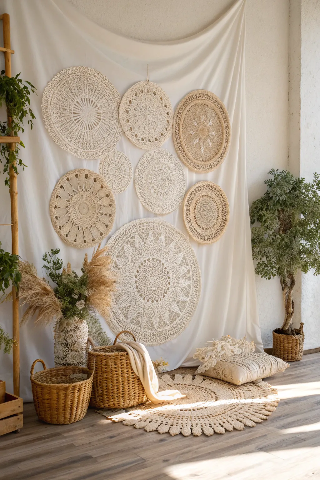 Transform your space with a whimsical doily photo backdrop—perfect for capturing cherished moments with elegance and style.