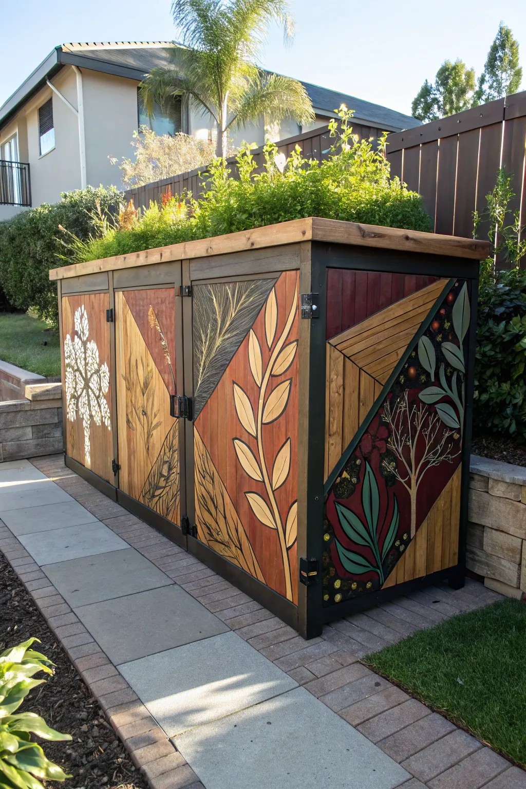 Transform utility into artistry with custom art panels on dumpster enclosures.