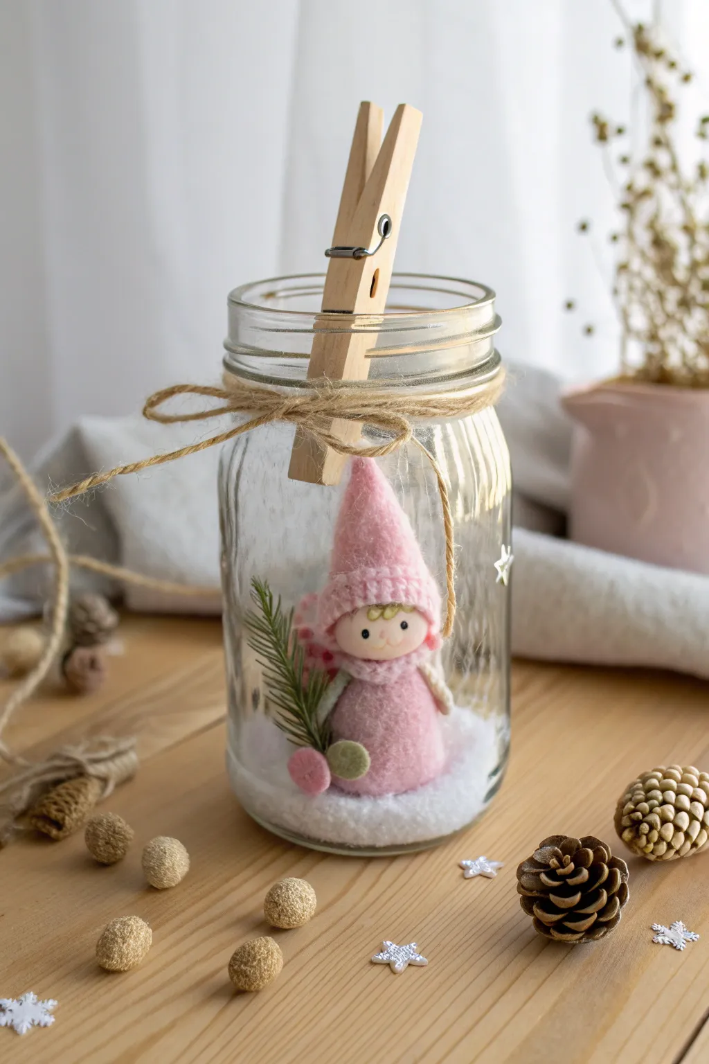 Capture the magic of handmade whimsy with our enchanting Elf in a Jar!