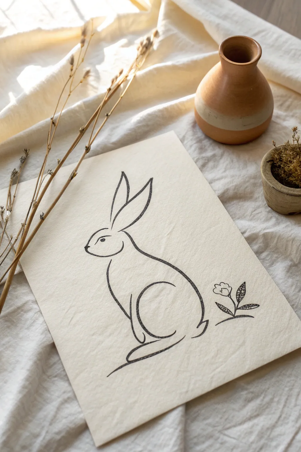 Capture the essence of Easter with this chic and easy-to-draw minimalist bunny silhouette.