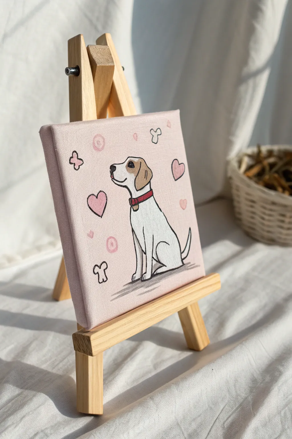 Embrace the whimsy of dog-inspired art with minimalist charm and playful accents.