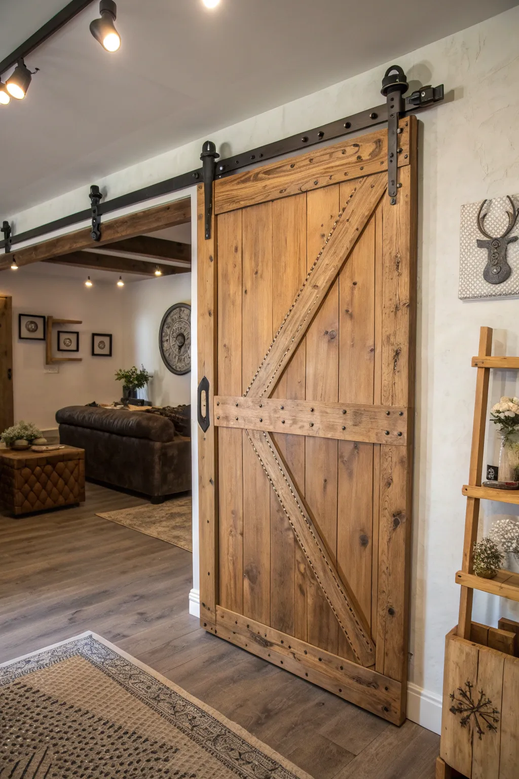 Elevate your space with the timeless charm of a sliding barn door, where rustic elegance meets modern functionality.