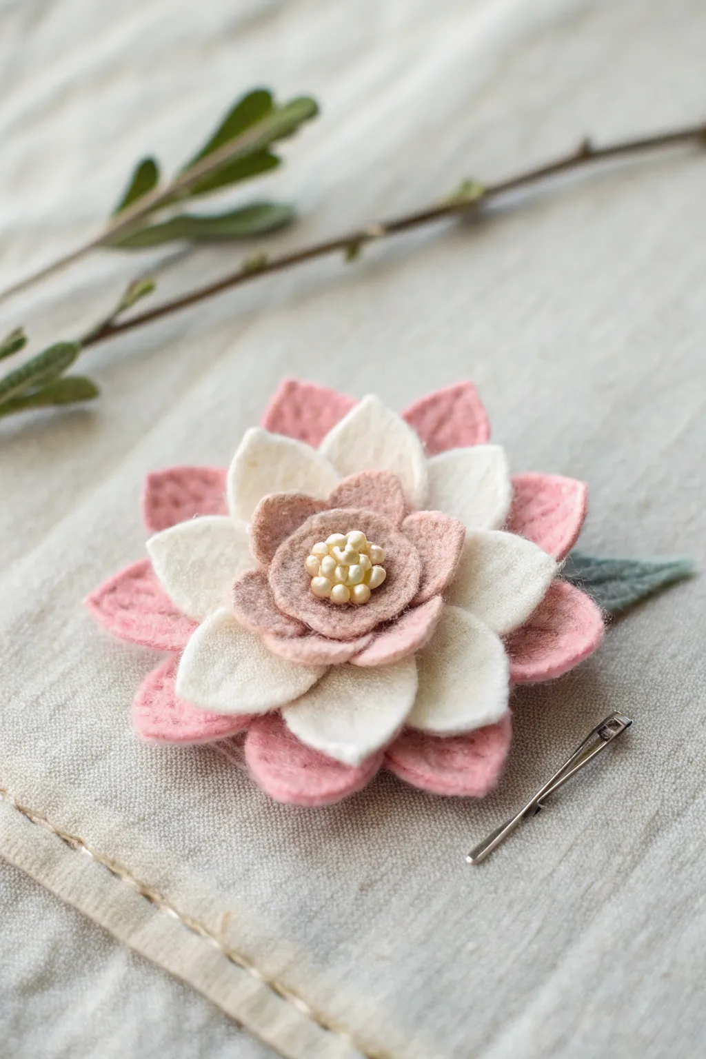 A touch of handmade elegance: Felt flower pins that brighten up any ensemble with crafted beauty.