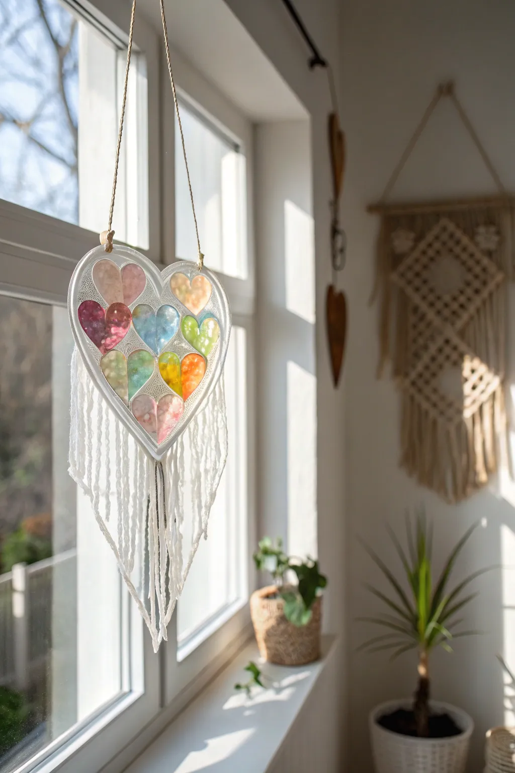 Brighten your space with the charm of handmade heart suncatchers. Perfect for little artists and their windows!