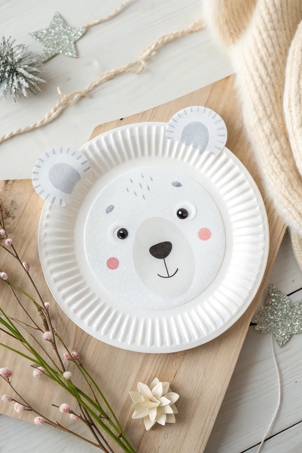 Craft your own winter wonder with this adorable polar bear paper plate project!