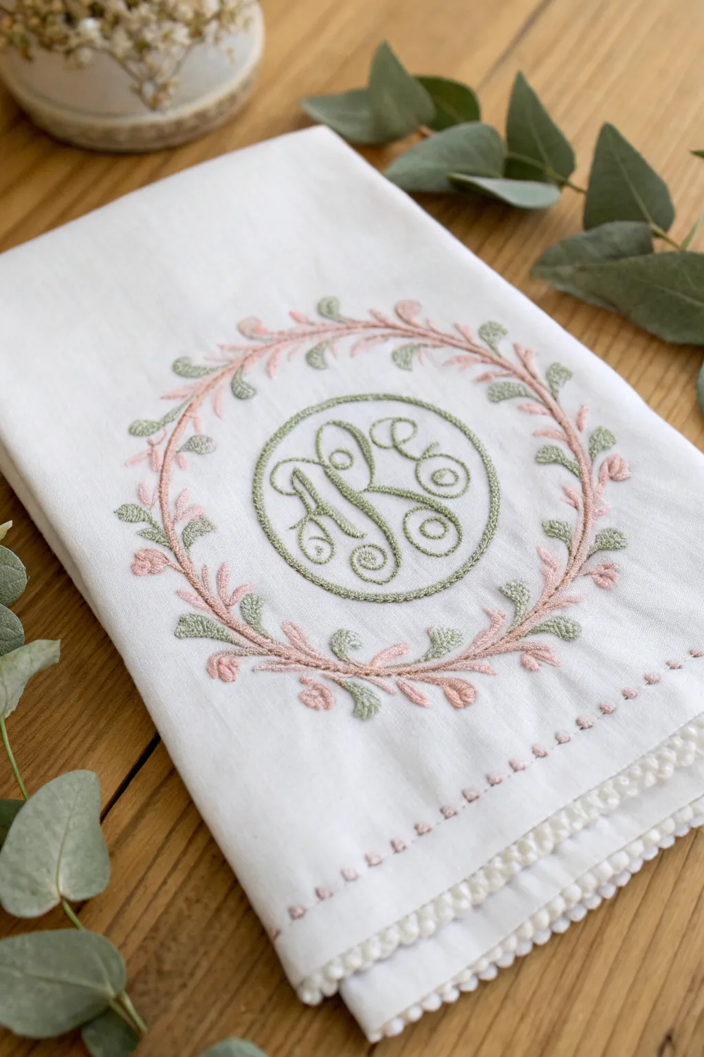 Add a touch of elegance to everyday essentials with beautifully embroidered monograms.