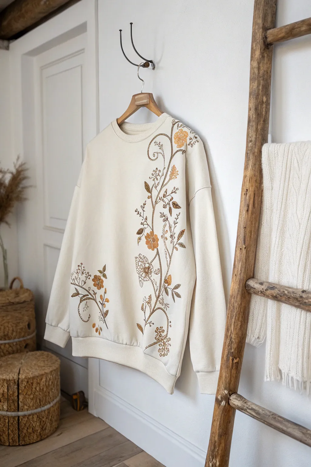 Discover the art of sleeve embroidery: simplicity meets elegance in every stitch.