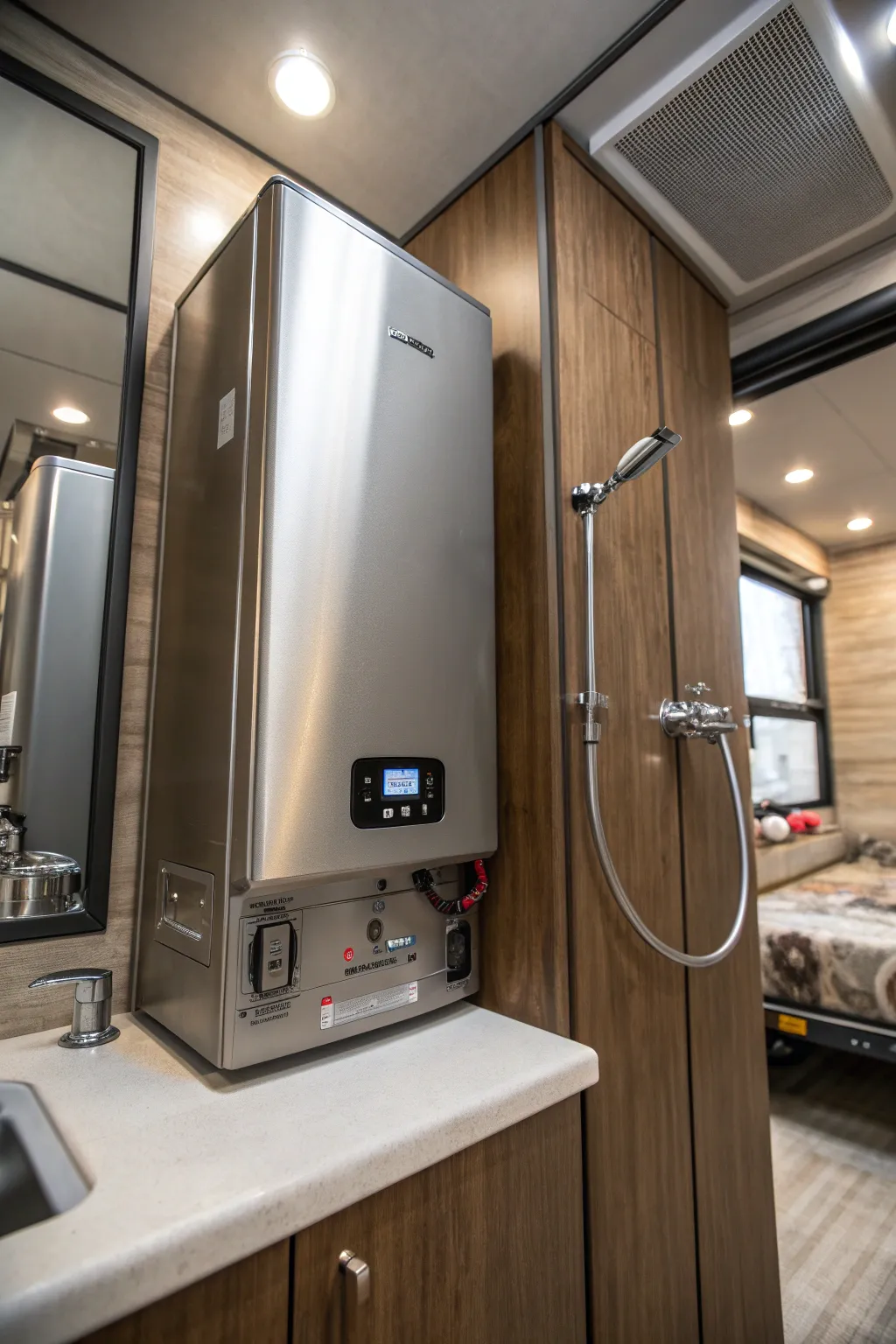 Experience instant warmth with a cutting-edge on-demand water heater, perfect for your next outdoor adventure.