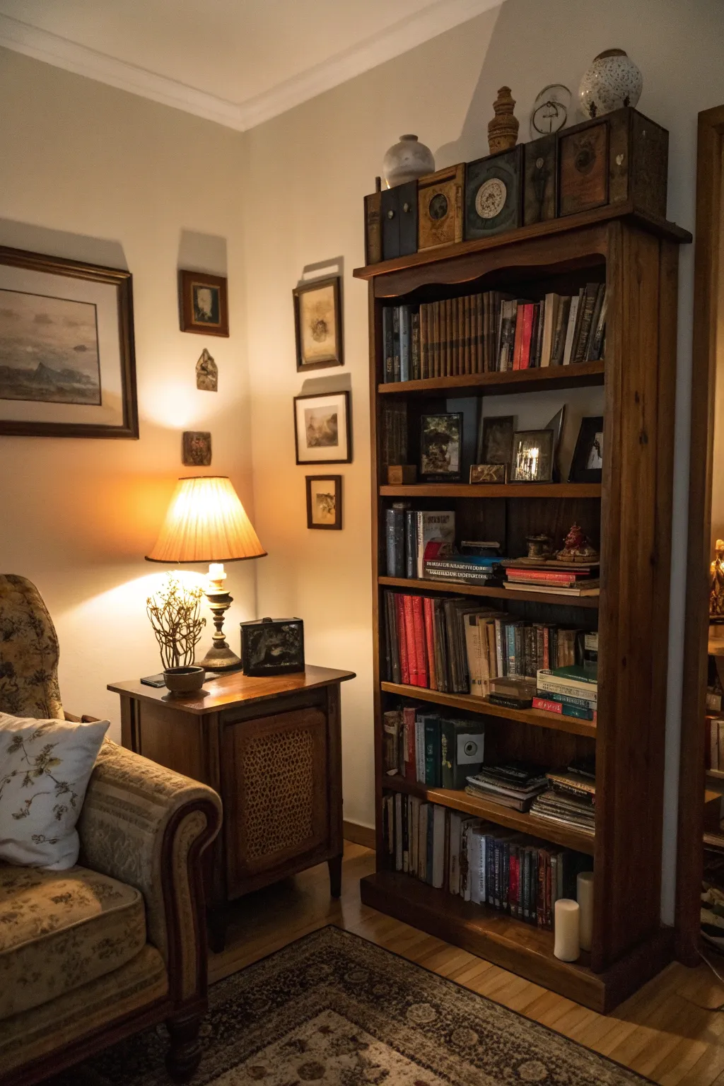 Well-stocked bookcases add charm and personality.
