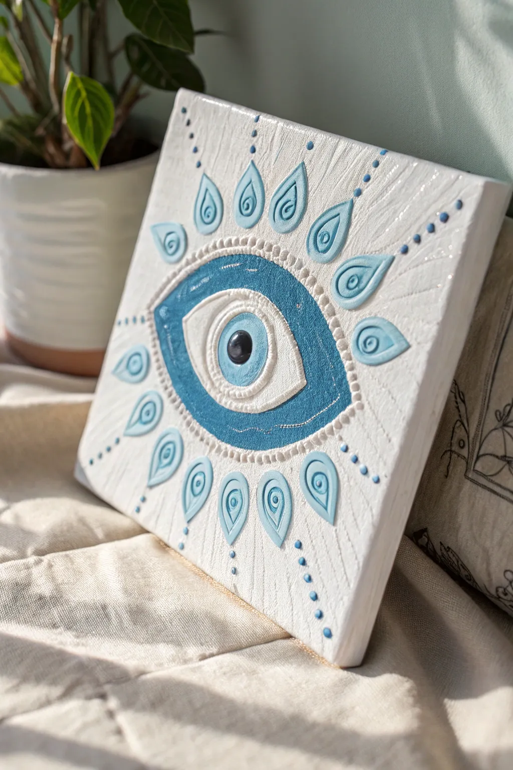 Add dimension to your art with 3D textured evil eye designs for a unique touch.