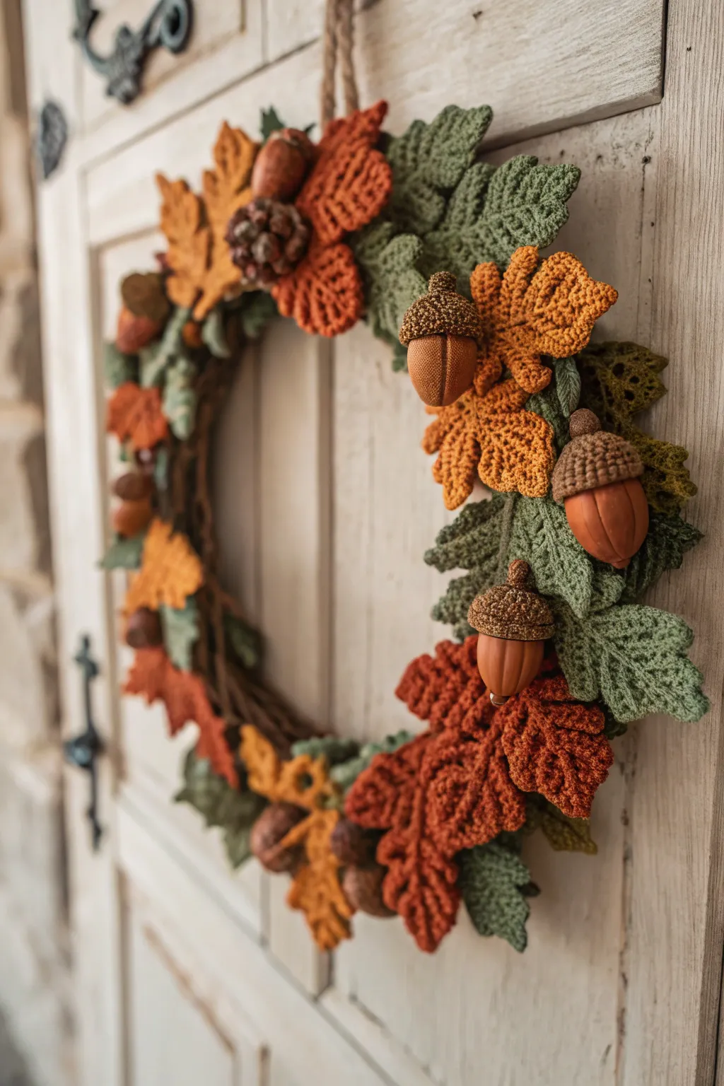 Embrace the cozy vibes of fall with this handcrafted crochet autumn wreath, perfect for adding a touch of warmth to your home.