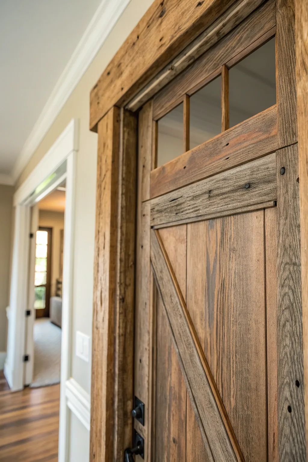 Add a touch of history to your home with reclaimed barnwood trim.