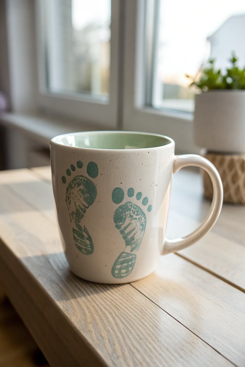 Craft a heartfelt gift for Father's Day with a personalized footprint mug—an elegant blend of simplicity and sentiment.